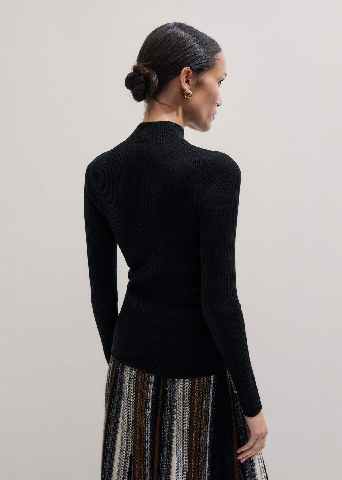 ME+EM Black Barely There Slim Rib Layering Sweater