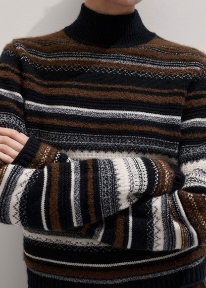 ME+EM Black Textured Stitch Relaxed High Neck Sweater