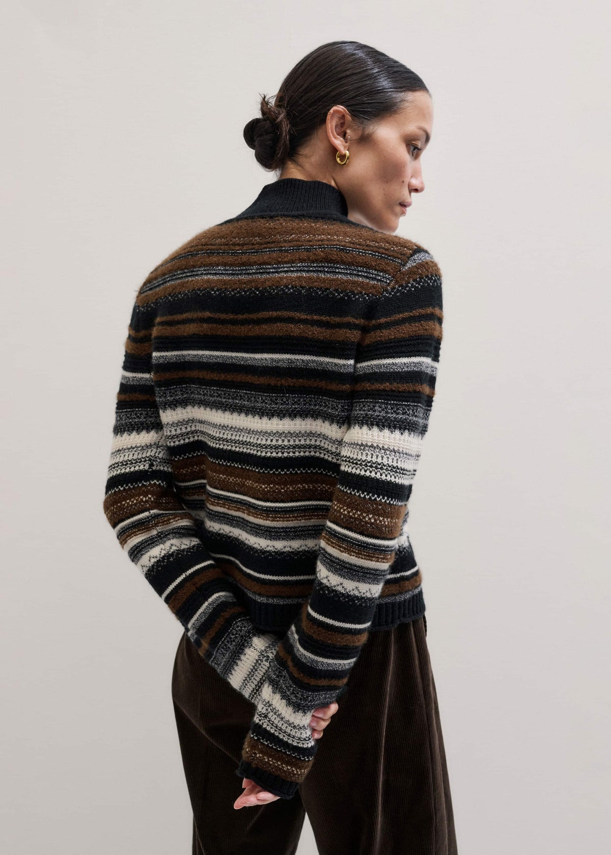 ME+EM Black Textured Stitch Relaxed High Neck Sweater