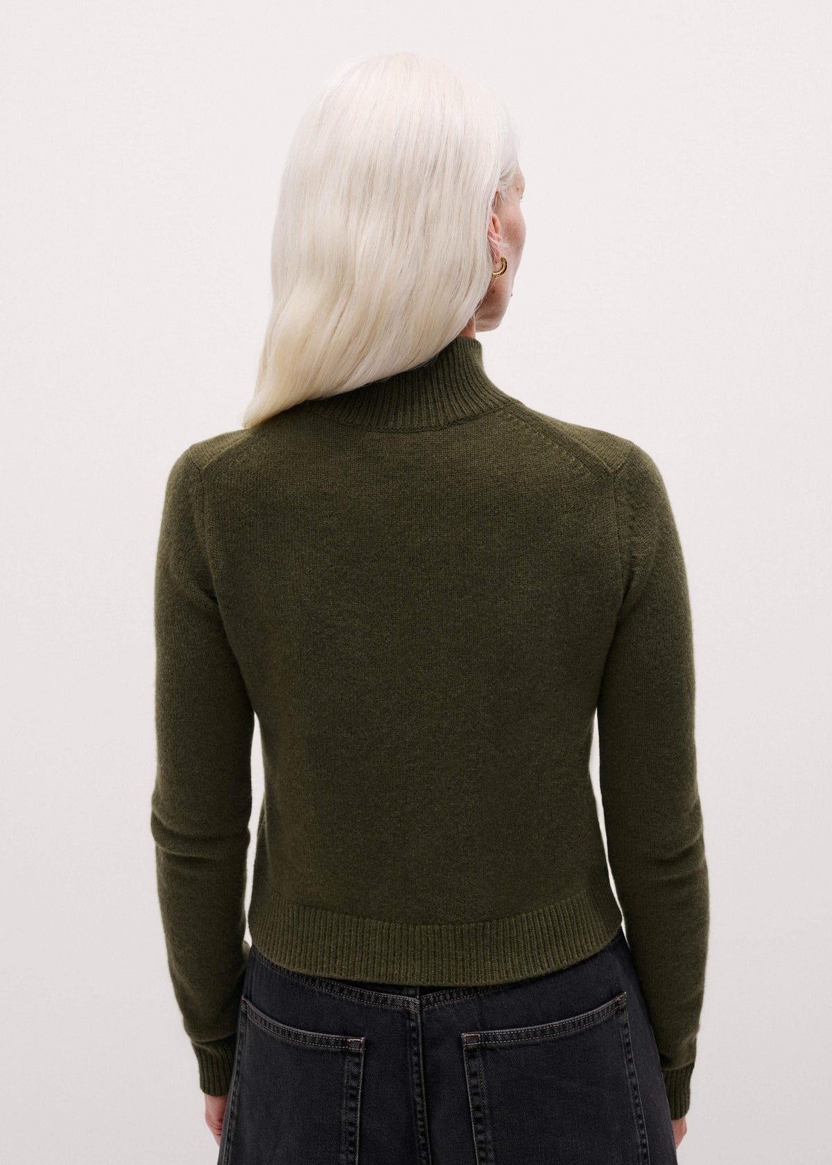 ME+EM Olive Green High Neck Crop Sweater