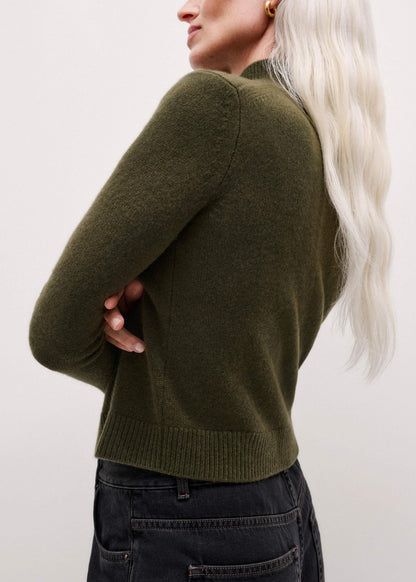 ME+EM Olive Green High Neck Crop Sweater