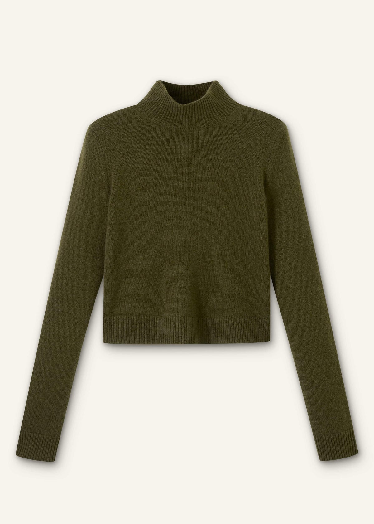 ME+EM Olive Green High Neck Crop Sweater