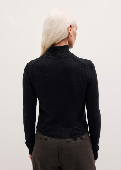 ME+EM Black High Neck Crop Sweater