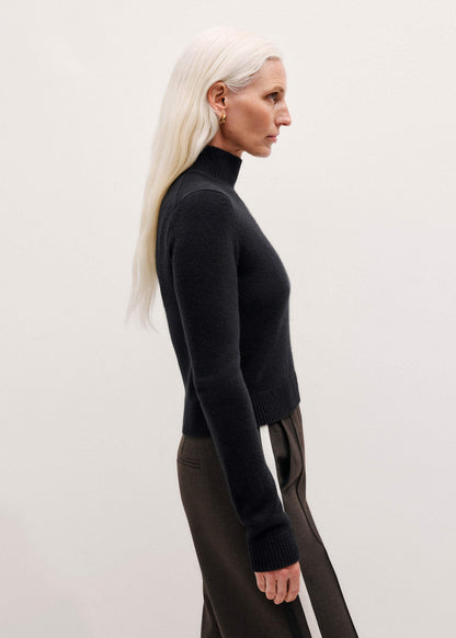 ME+EM Black High Neck Crop Sweater