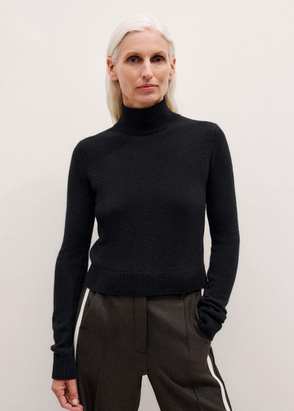 ME+EM Black High Neck Crop Sweater