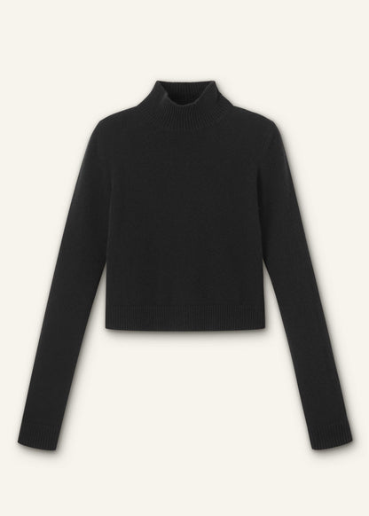 ME+EM Black High Neck Crop Sweater