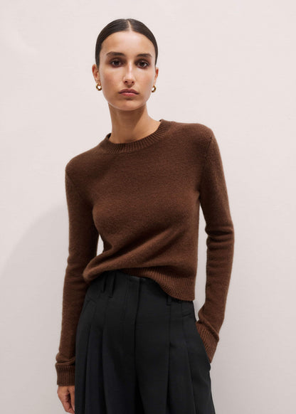ME+EM Brown Cashmere Relaxed Crop Sweater