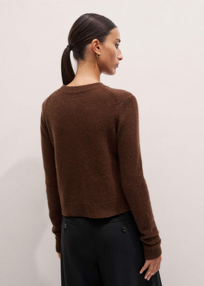 ME+EM Brown Cashmere Relaxed Crop Sweater