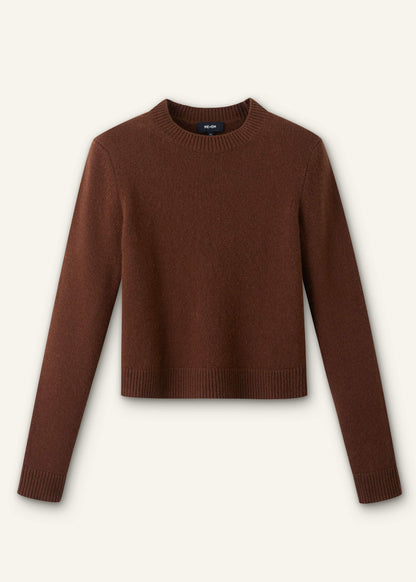ME+EM Brown Cashmere Relaxed Crop Sweater