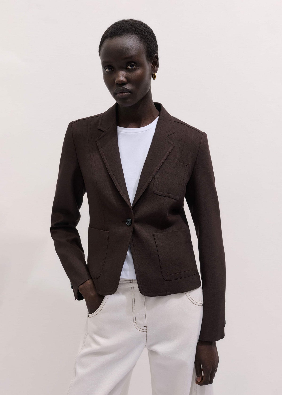 ME+EM Brown Fitted Short Blazer