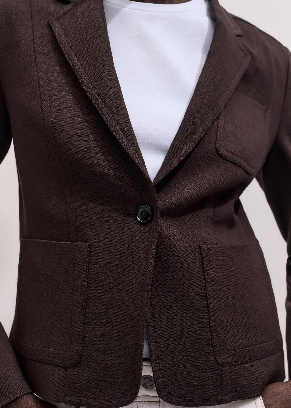 ME+EM Brown Fitted Short Blazer