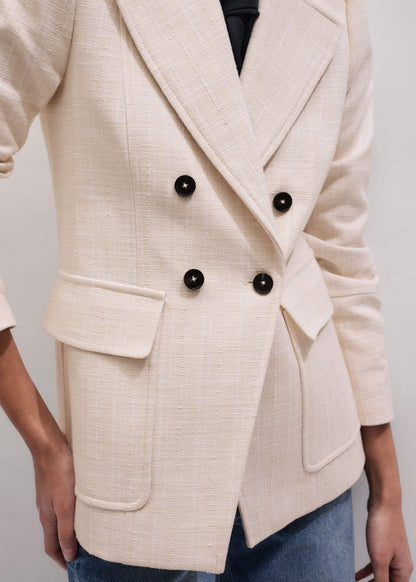 ME+EM Ivory Slim Feminine Sleeve Blazer