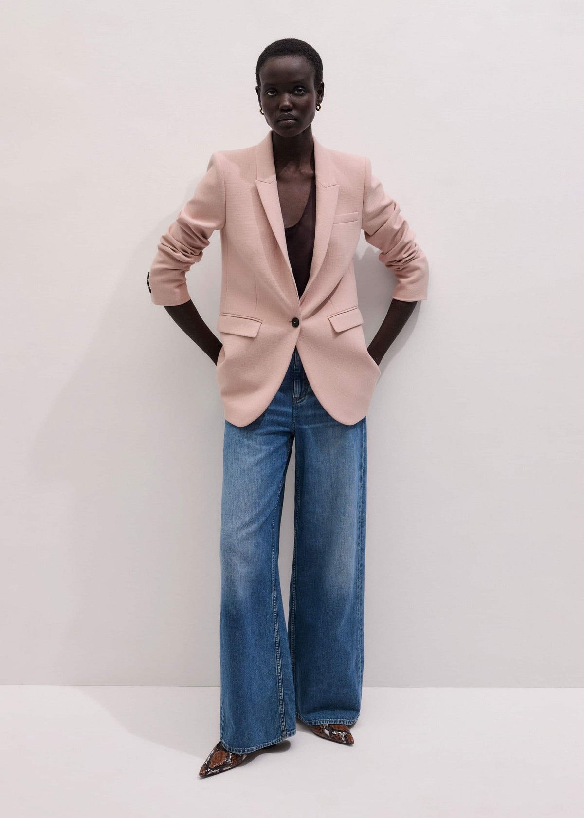 ME+EM Pink Sharp Shoulder Blazer