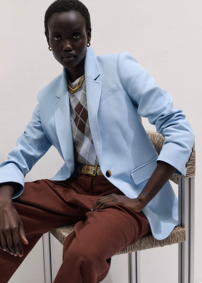 ME+EM Sky Blue Sharp Shoulder Blazer