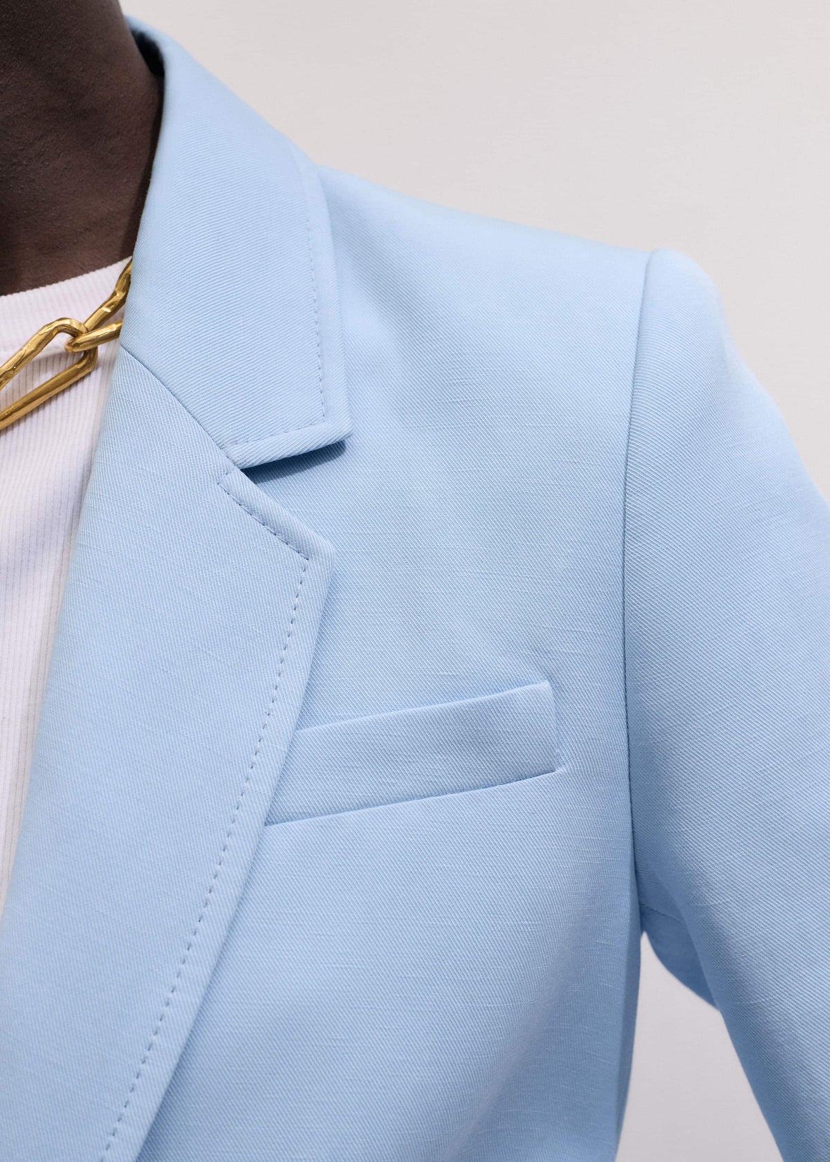 ME+EM Sky Blue Sharp Shoulder Blazer