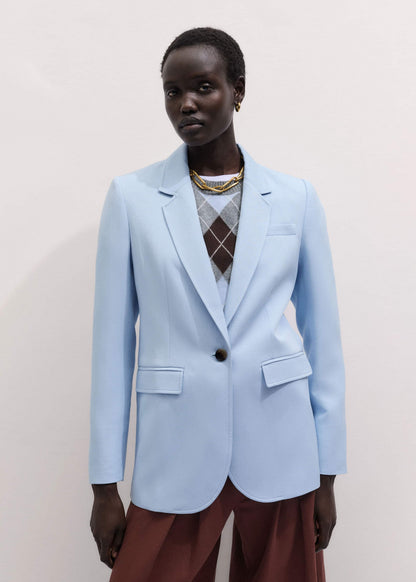 ME+EM Sky Blue Sharp Shoulder Blazer