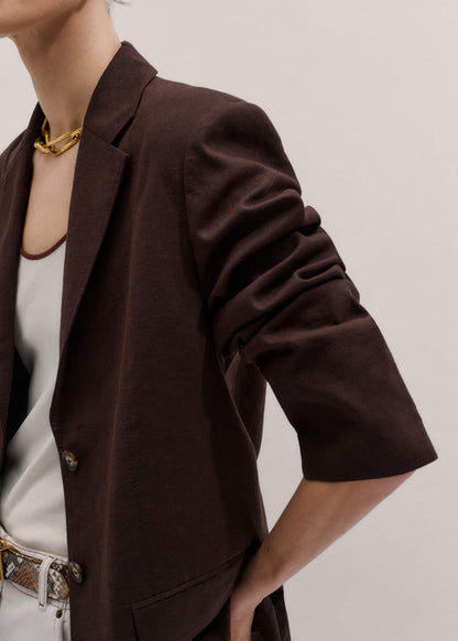 ME+EM Brown Summer Oversized Blazer