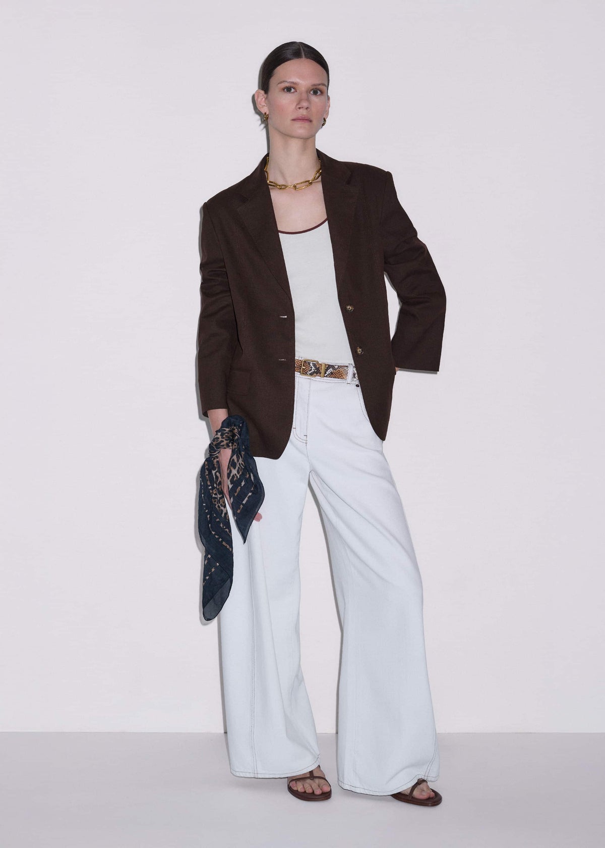 ME+EM Brown Summer Oversized Blazer