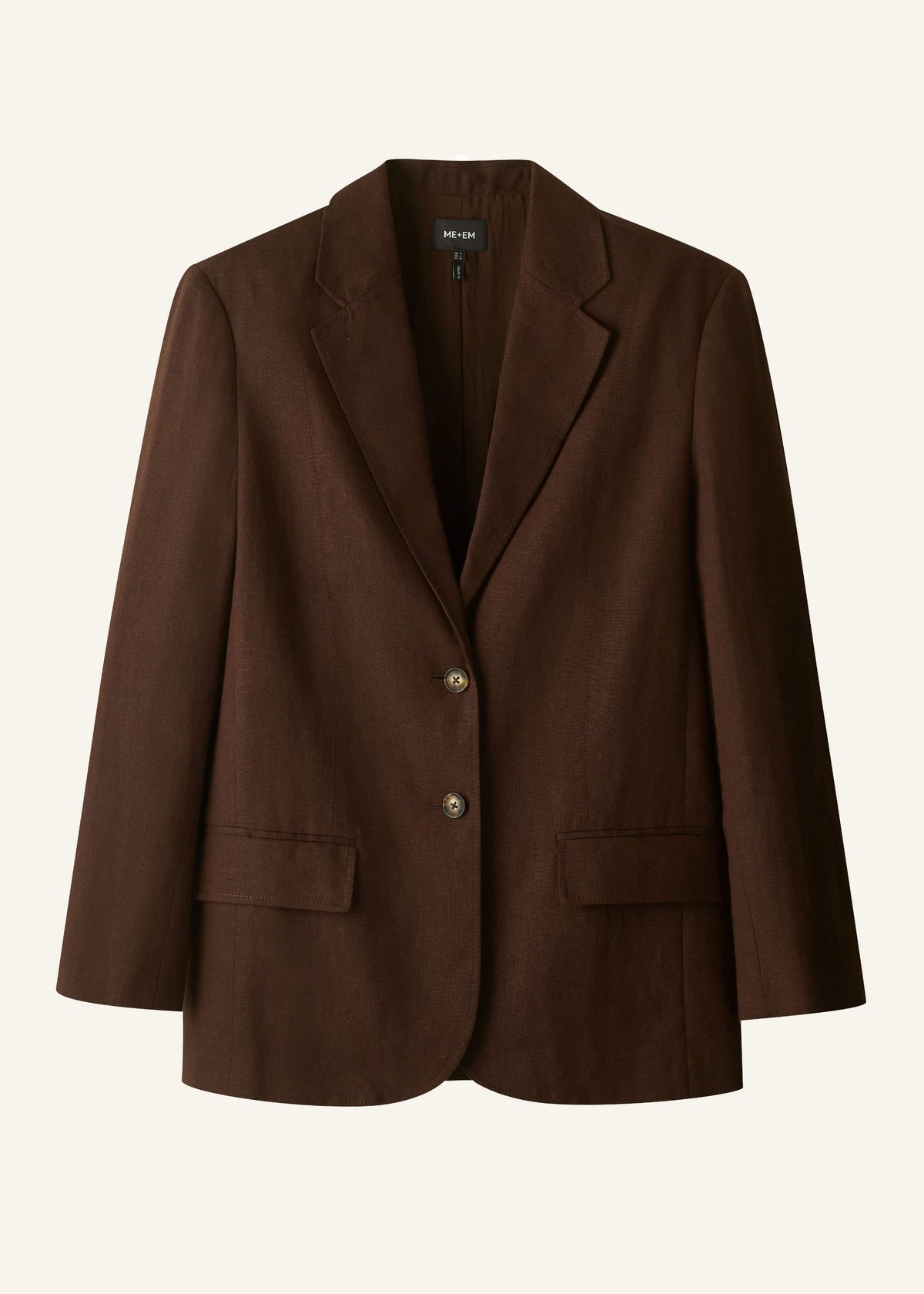 ME+EM Brown Summer Oversized Blazer