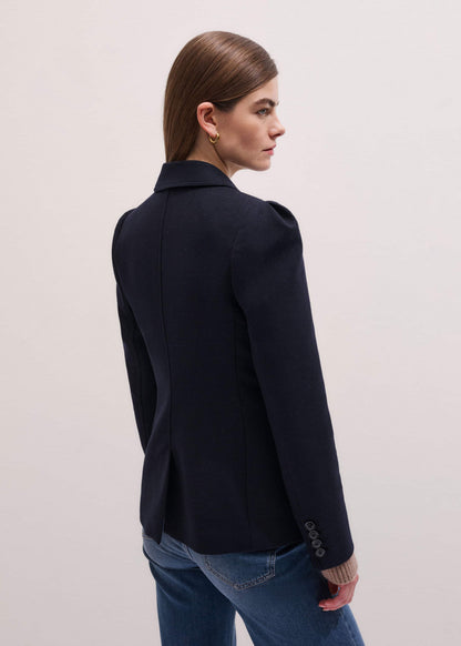 ME+EM Navy Feminine Sleeve Fitted Blazer