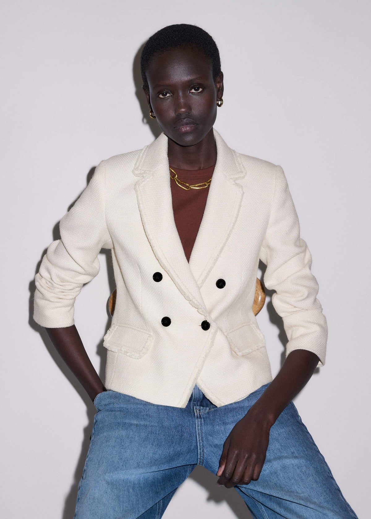 ME+EM Ivory AM-PM Fitted Blazer