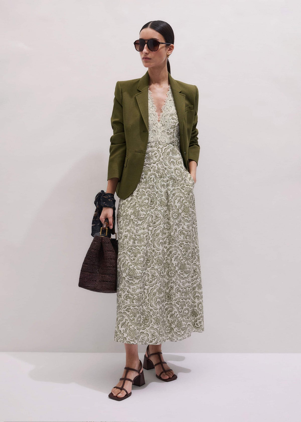 ME+EM Olive Green Soft Sculpt Jacket
