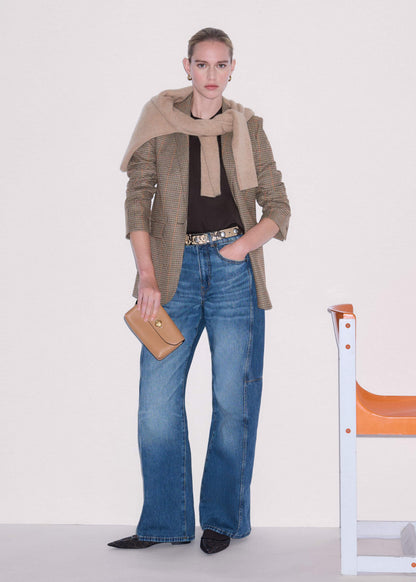 ME+EM Brown Check Sharp Shoulder Blazer