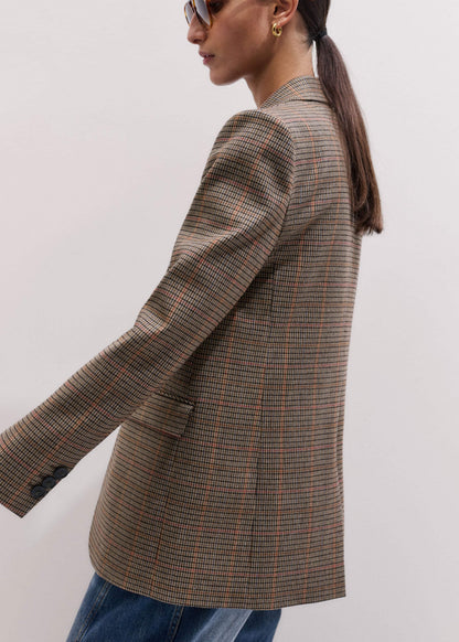 ME+EM Brown Check Sharp Shoulder Blazer