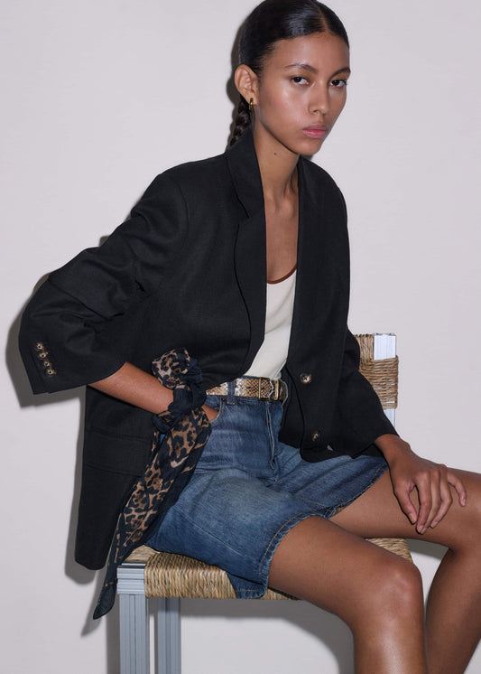 ME+EM Black Summer Oversized Blazer