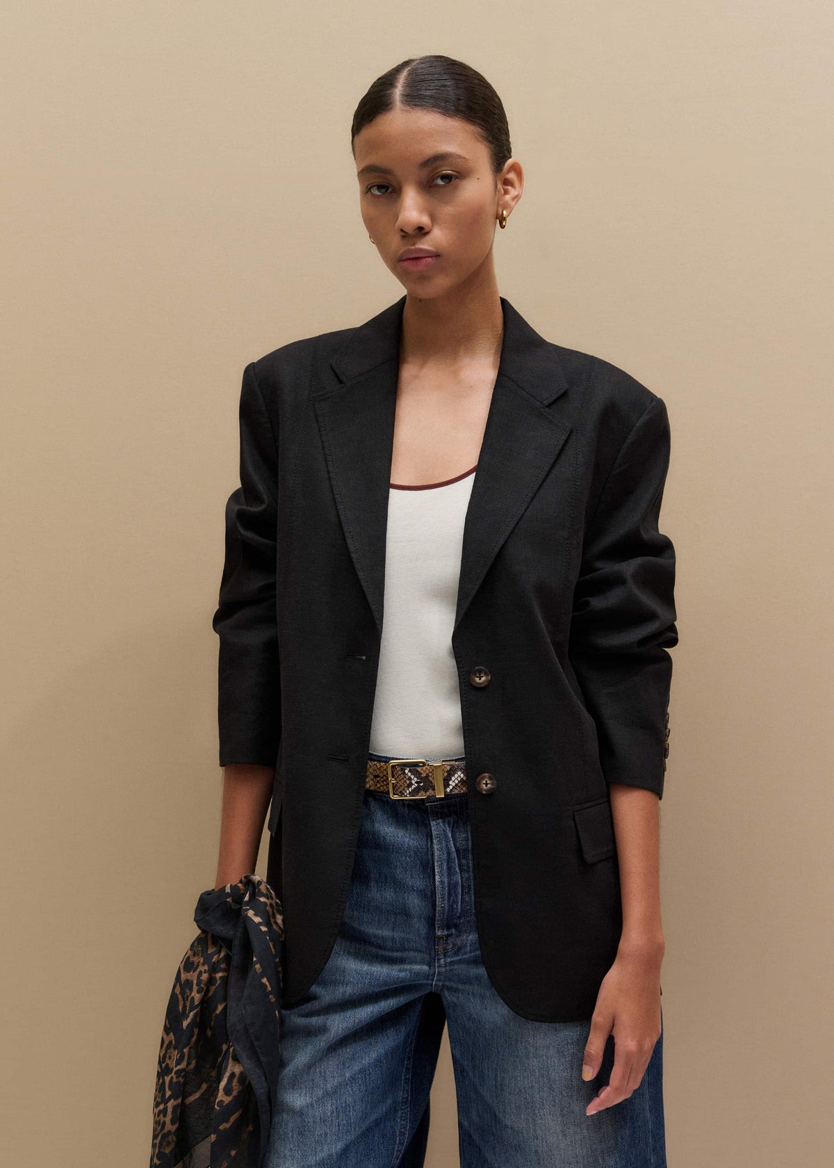 ME+EM Black Summer Oversized Blazer
