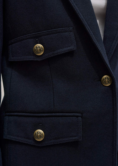 ME+EM Navy Sharp Shoulder Blazer