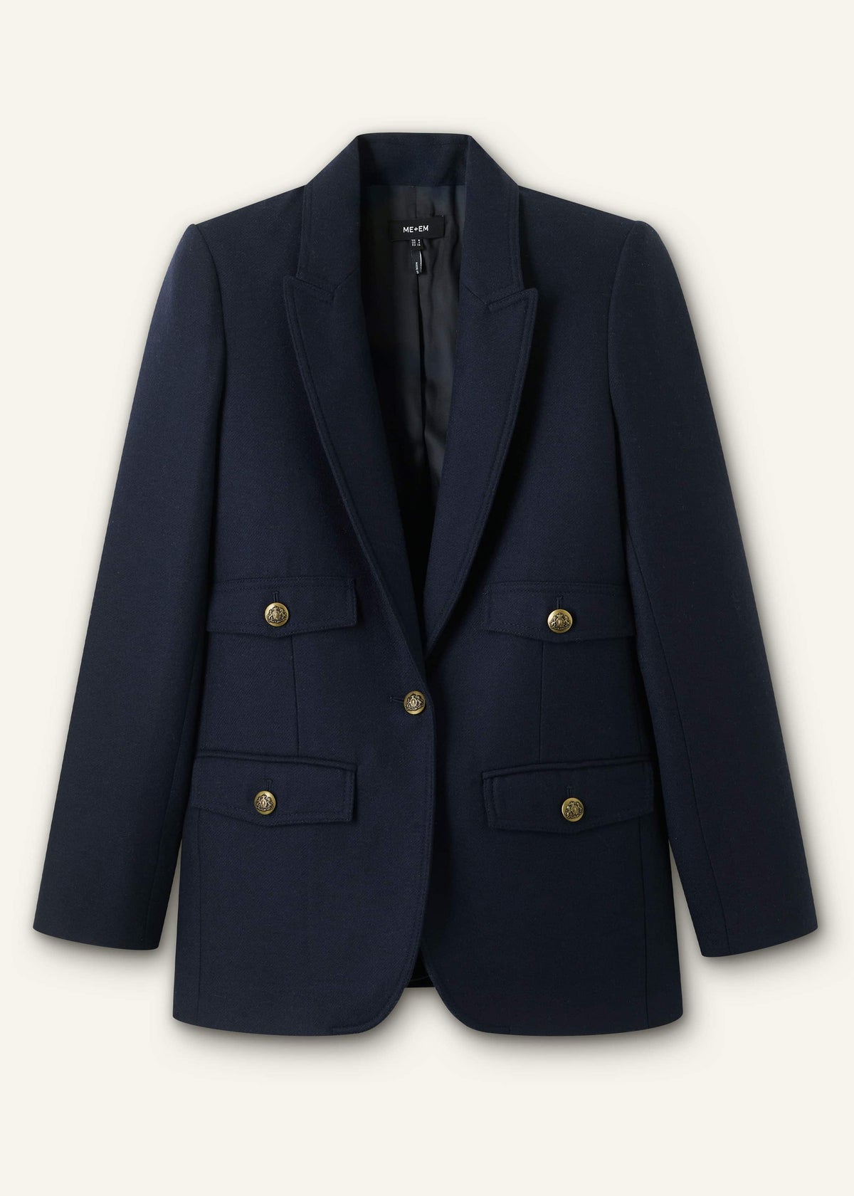 ME+EM Navy Sharp Shoulder Blazer