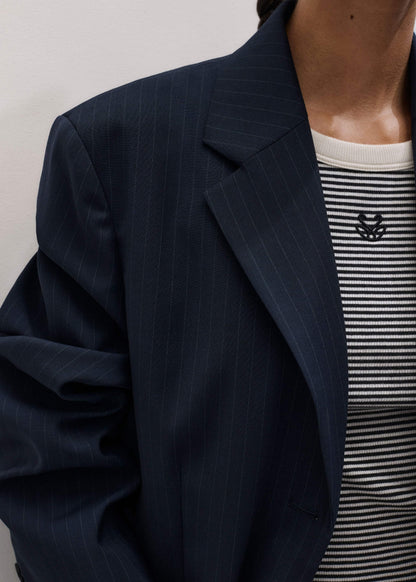 ME+EM Navy Pinstripe Oversized Blazer
