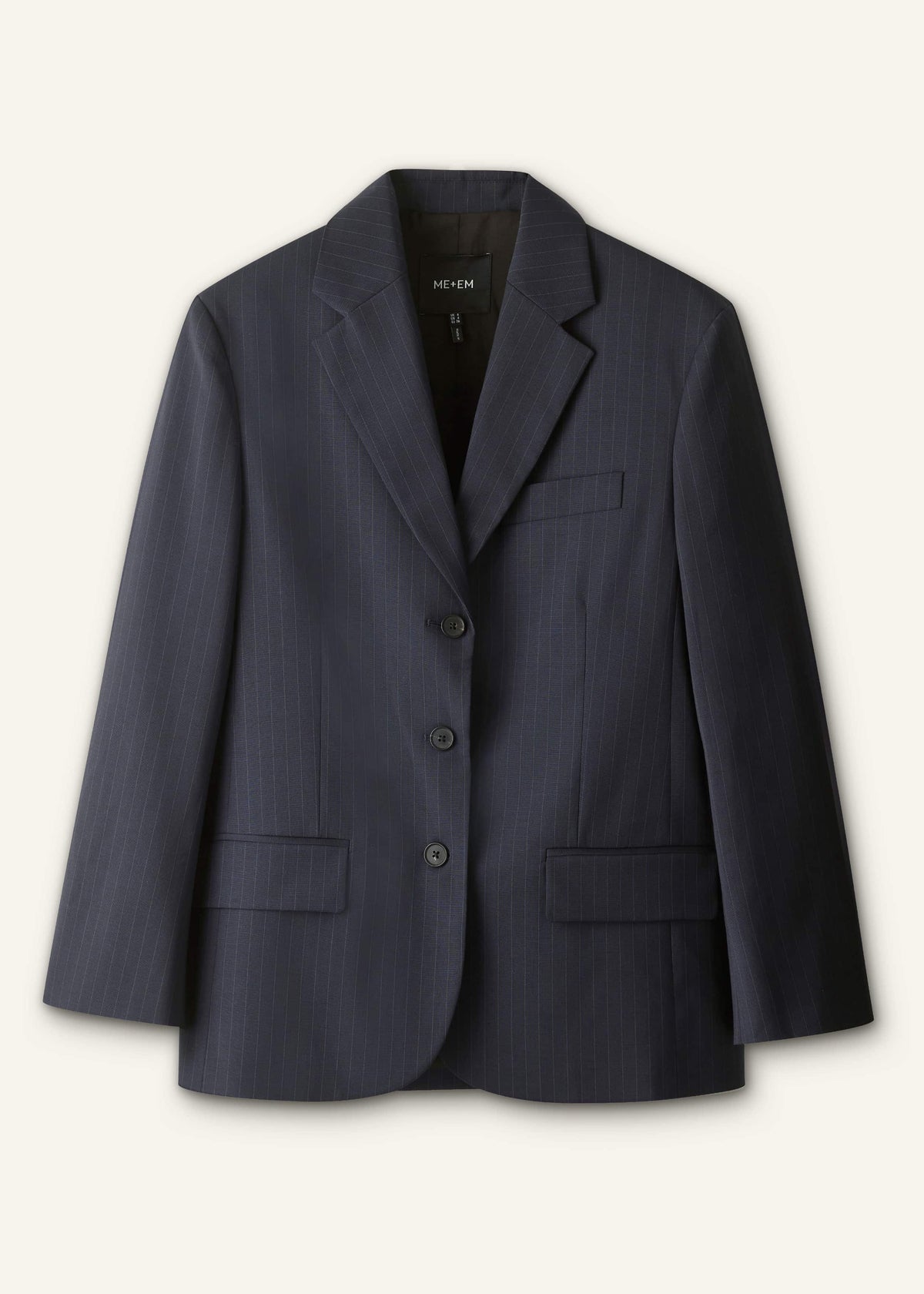 ME+EM Navy Pinstripe Oversized Blazer