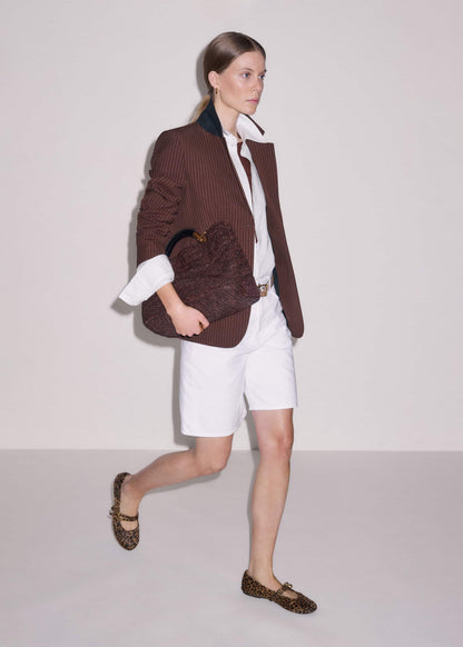 ME+EM Cinnamon Pinstripe Sharp Shoulder Contour Blazer