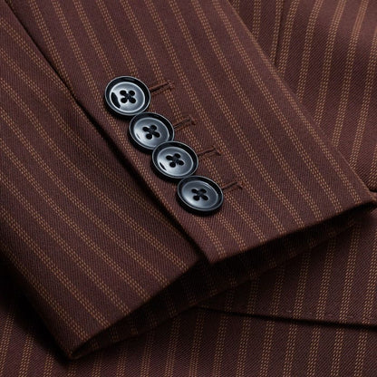 ME+EM Cinnamon Pinstripe Sharp Shoulder Contour Blazer
