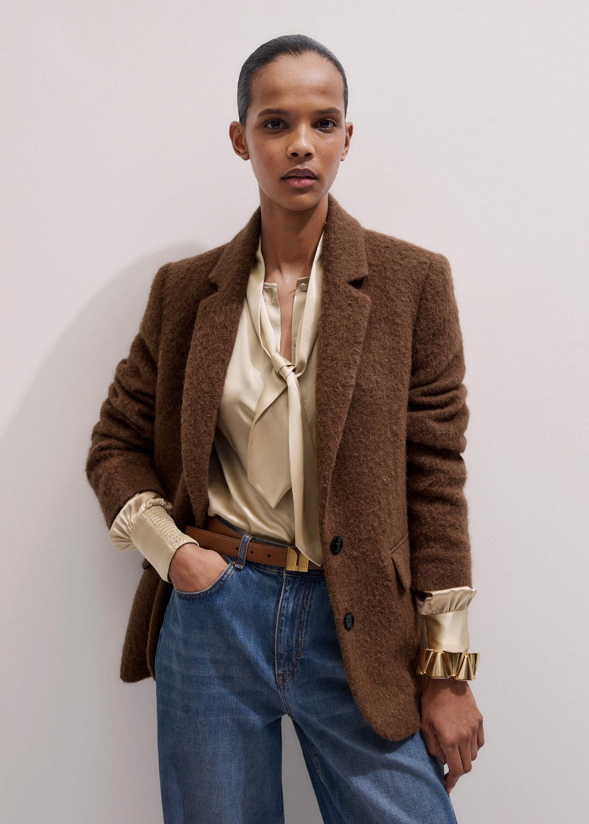 ME+EM Brown Teddy Luxe Blazer