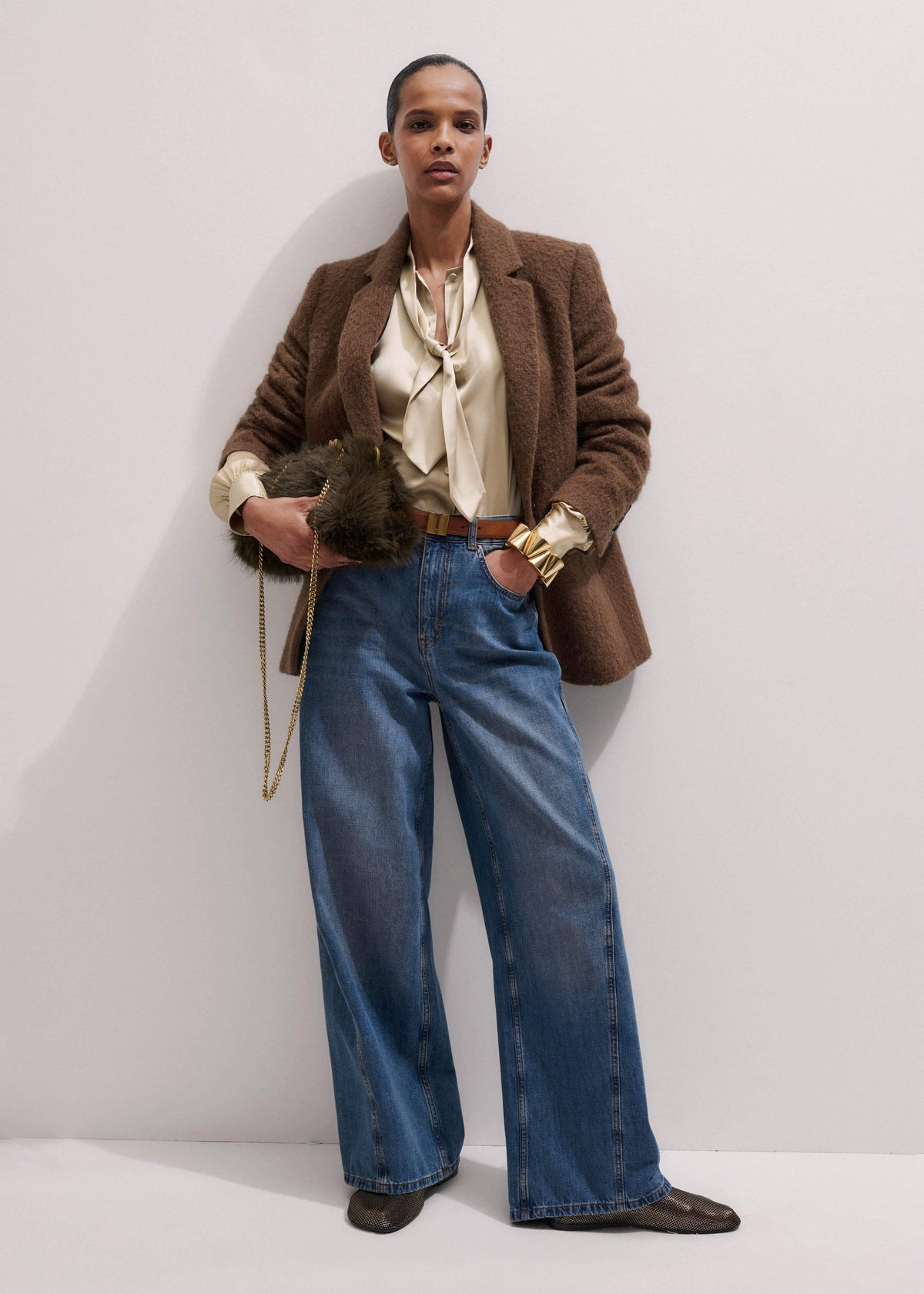 ME+EM Brown Teddy Luxe Blazer