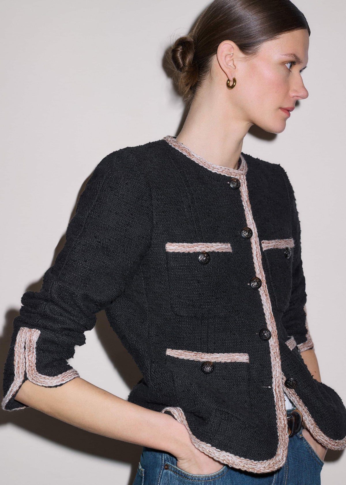ME+EM Black Straight Fit Jacket