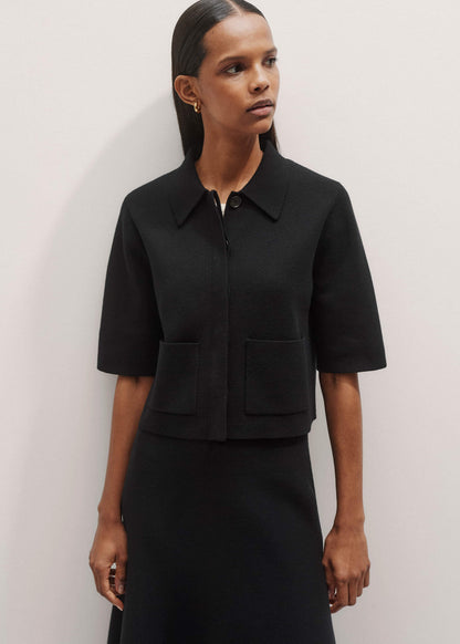 ME+EM Black Milano Knit Short Sleeve Jacket