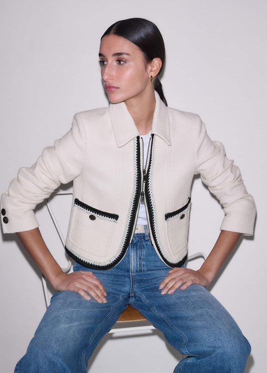 ME+EM Cream Straight Crop Jacket