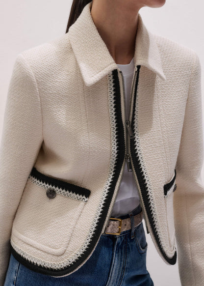 ME+EM Cream Straight Crop Jacket
