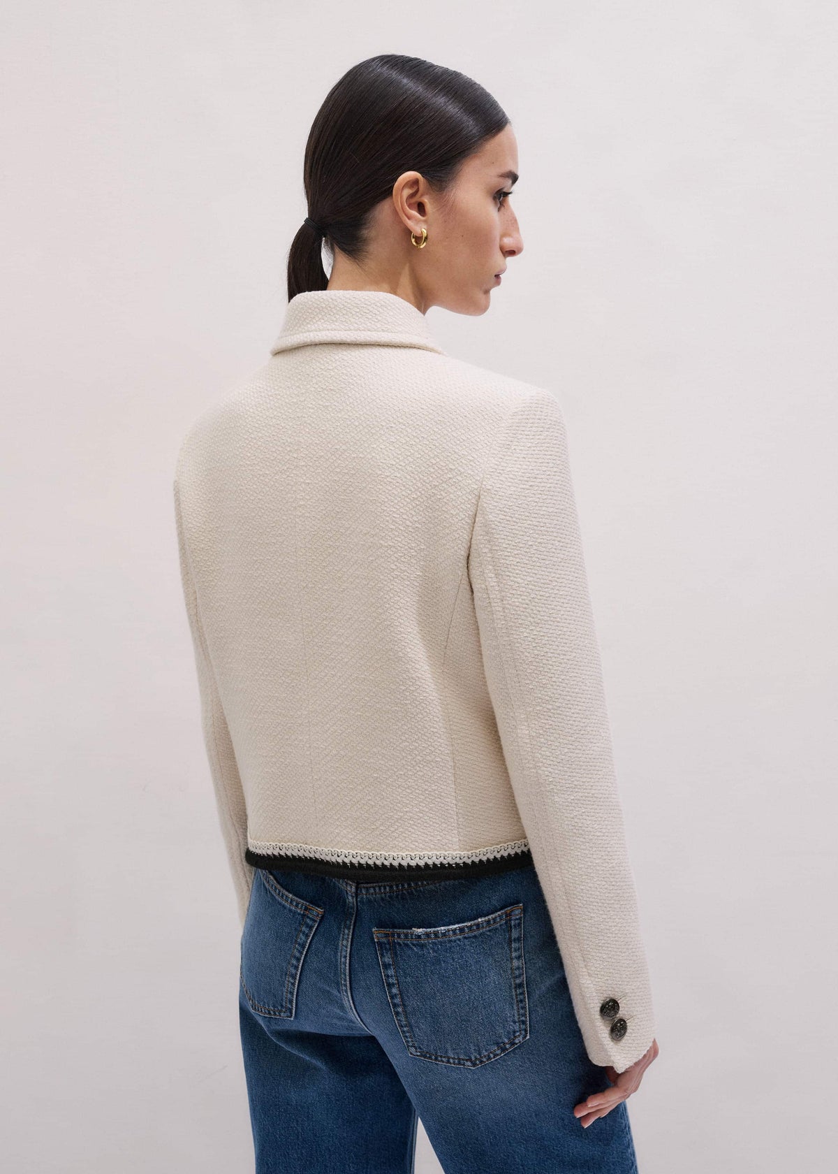 ME+EM Cream Straight Crop Jacket