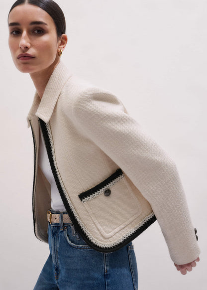 ME+EM Cream Straight Crop Jacket