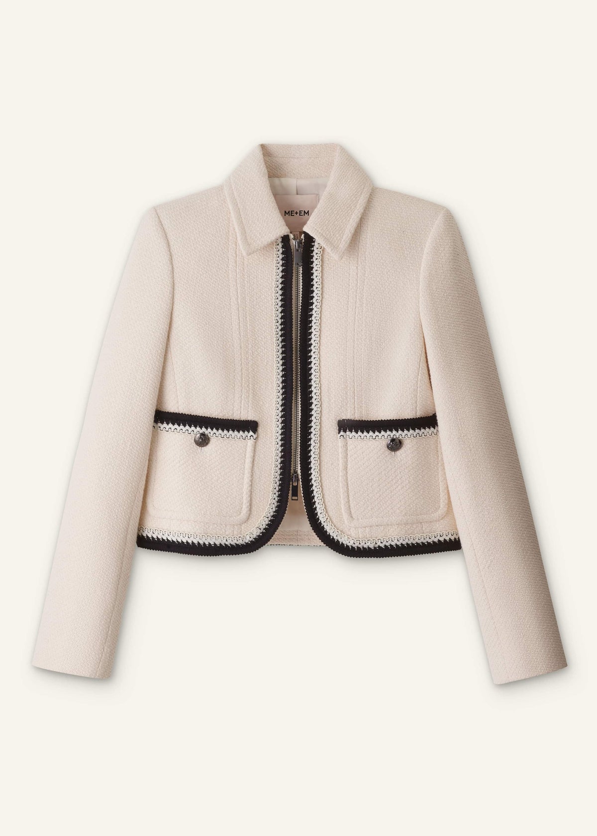 ME+EM Cream Straight Crop Jacket