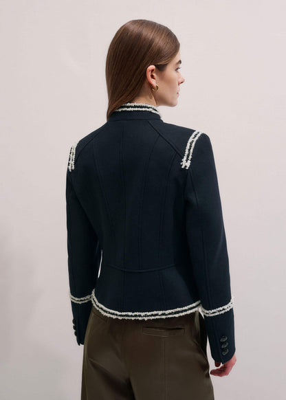 ME+EM Navy Bold Braid Short Fitted Jacket