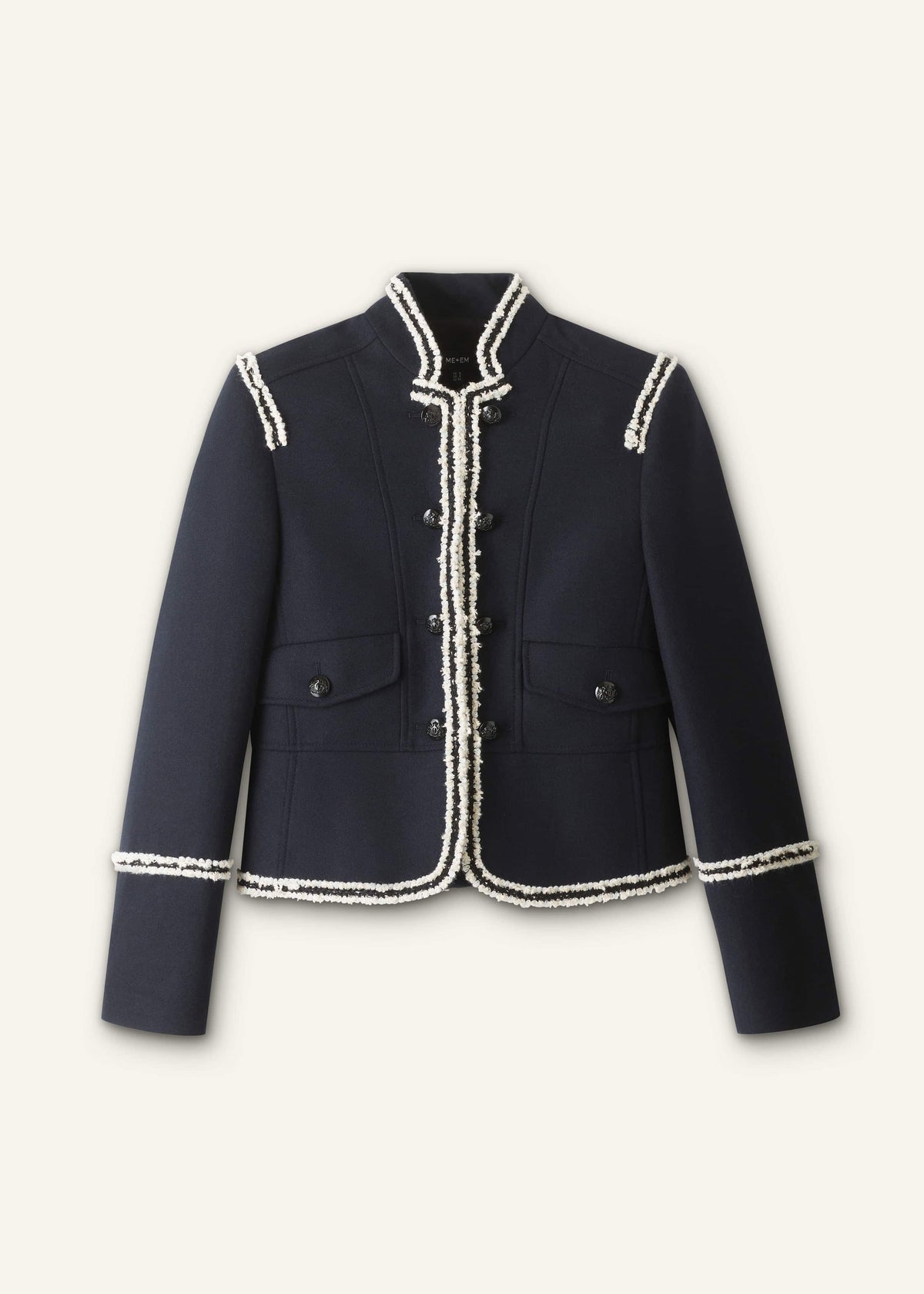 ME+EM Navy Bold Braid Short Fitted Jacket