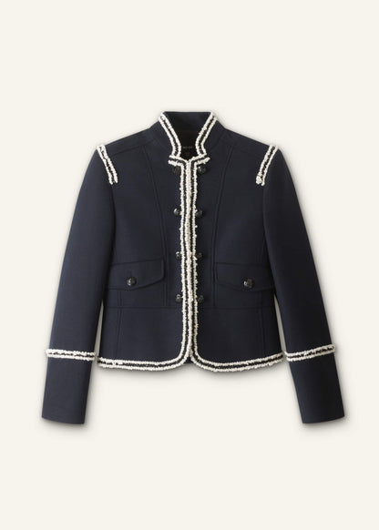 ME+EM Navy Bold Braid Short Fitted Jacket