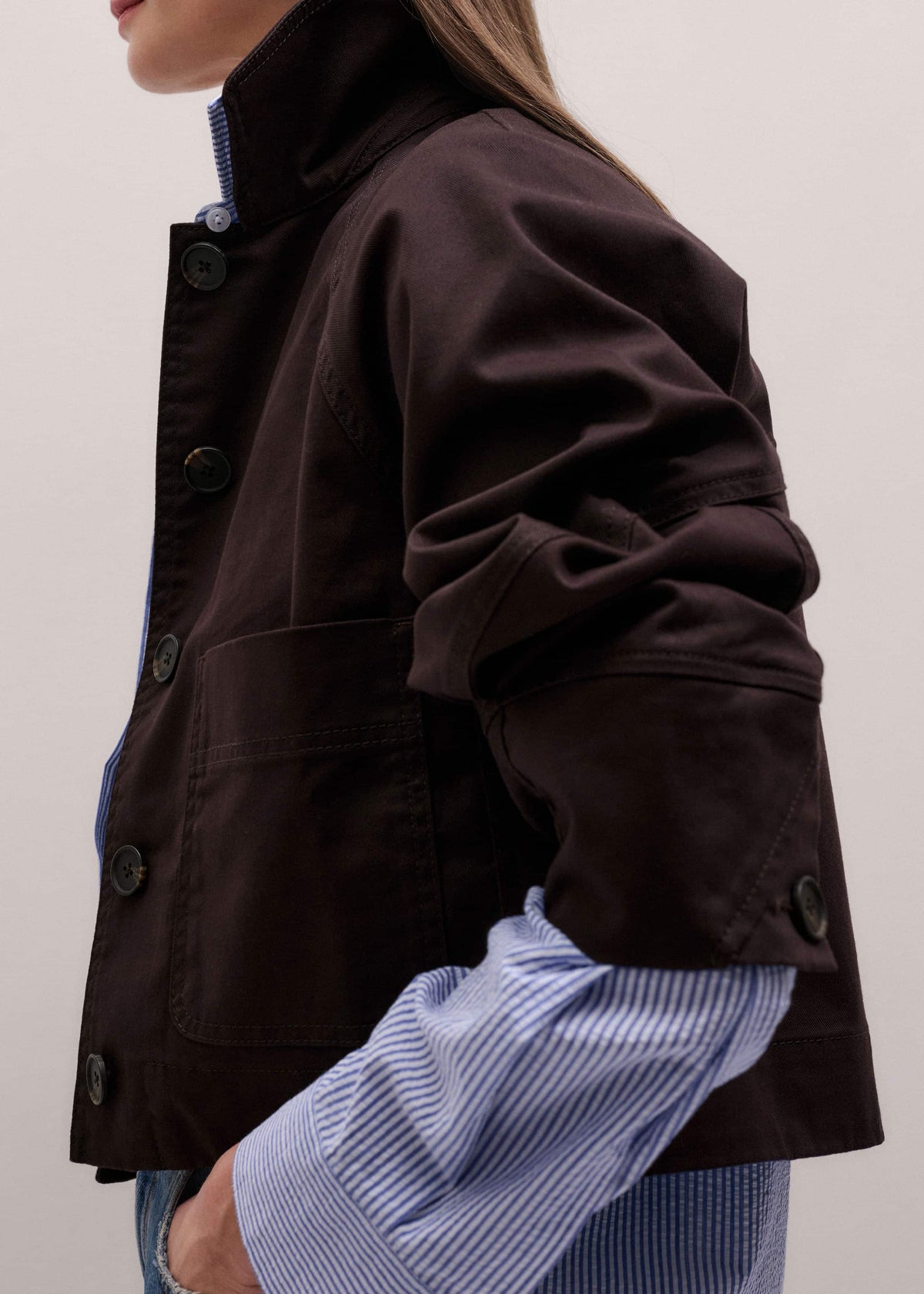 ME+EM Brown Cocoon Sleeve Jacket