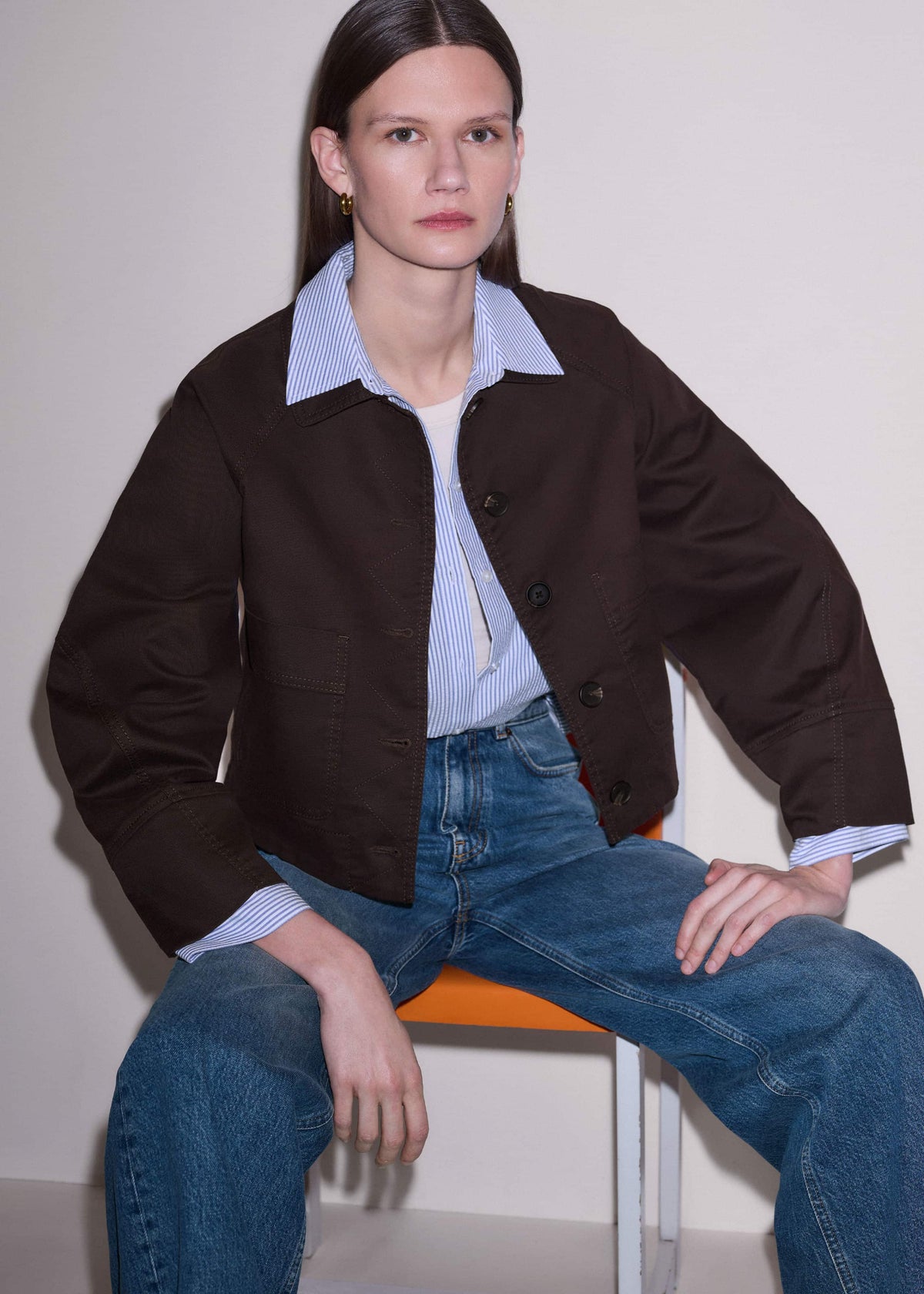 ME+EM Brown Cocoon Sleeve Jacket